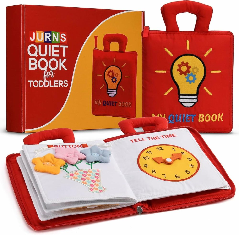 Quiet Book For Toddlers 1-3 Years Old  Montessori Travel Toys For Kids  Soft Cloth Children Book  Quiet Toys For Boys And Girls  Sensory Toddler Activities Book  Kid’s Gift Idea  |  Sorting & Stacking Toys All Toys Red