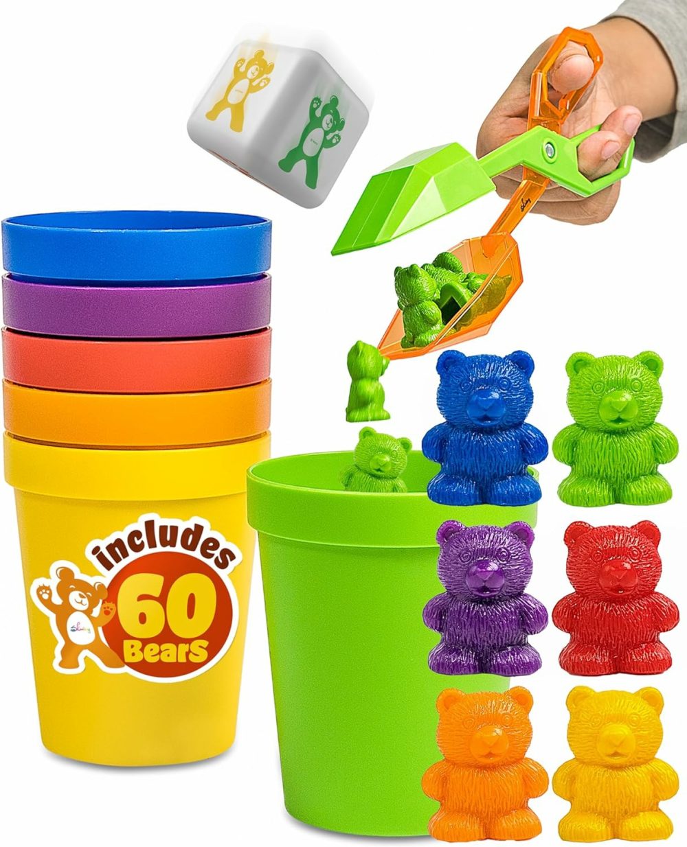 Rainbow Counting Bears With Matching Sorting Cups 70 Pc – Toddler Stem Educational Number Learning Toys  Developmental Sensory Bin Motor Skills Activity For Preschool Kids Age 3 +  |  Sorting & Stacking Toys All Toys Sorting & Stacking Toys