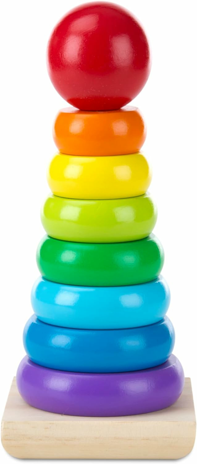 Rainbow Stacker Wooden Ring Educational Toy – Wooden Rainbow Stacking Rings Baby Toy  Stacker Toys For Infants And Toddlers  |  Sorting & Stacking Toys All Toys Sorting & Stacking Toys