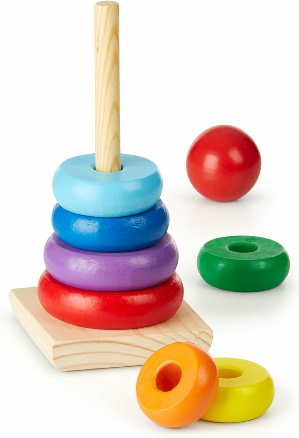 Rainbow Stacker Wooden Ring Educational Toy – Wooden Rainbow Stacking Rings Baby Toy  Stacker Toys For Infants And Toddlers  |  Sorting & Stacking Toys All Toys Sorting & Stacking Toys