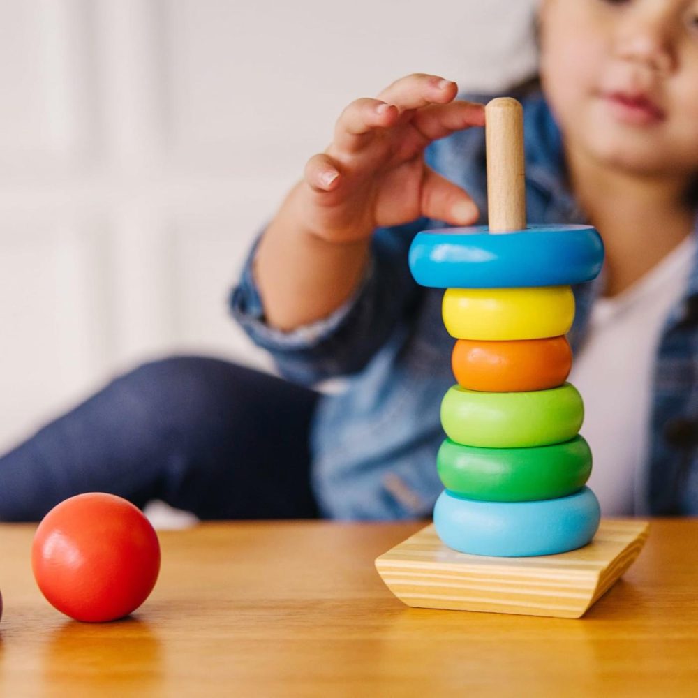 Rainbow Stacker Wooden Ring Educational Toy – Wooden Rainbow Stacking Rings Baby Toy  Stacker Toys For Infants And Toddlers  |  Sorting & Stacking Toys All Toys Sorting & Stacking Toys