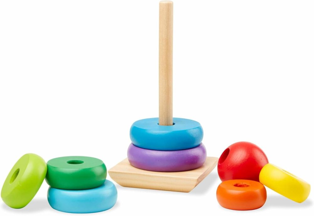 Rainbow Stacker Wooden Ring Educational Toy – Wooden Rainbow Stacking Rings Baby Toy  Stacker Toys For Infants And Toddlers  |  Sorting & Stacking Toys All Toys Sorting & Stacking Toys