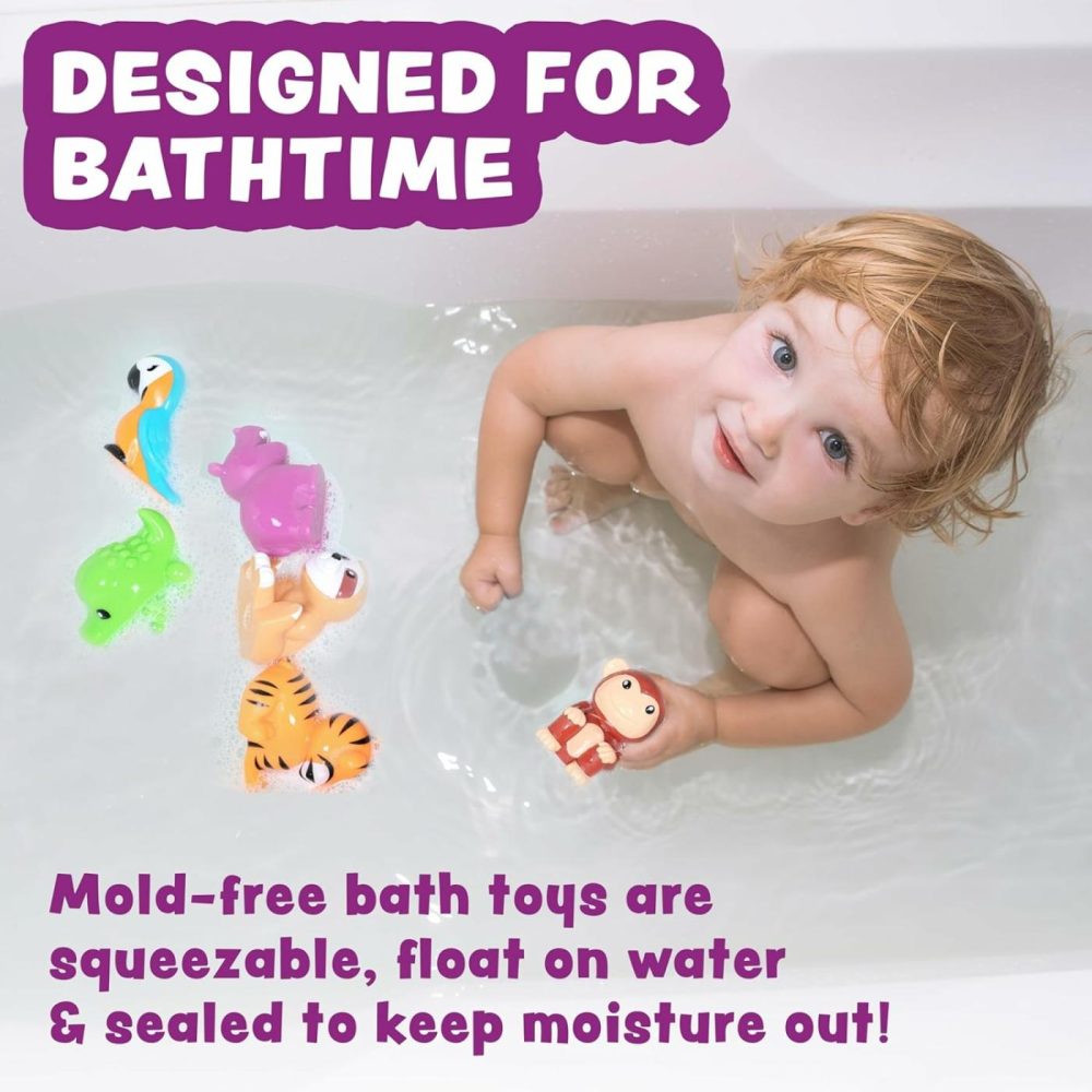 Rainforest Mold Free Bath Toys  6 Pack | Sealed  No Hole Bath Toys Design Keeps Moisture Out | Soft  Squeezable & Float On Water | Easy-Grip Baby & Toddler Bath Toys | Great Baby Pool Toys  |  Bath Toys All Toys Bath Toys