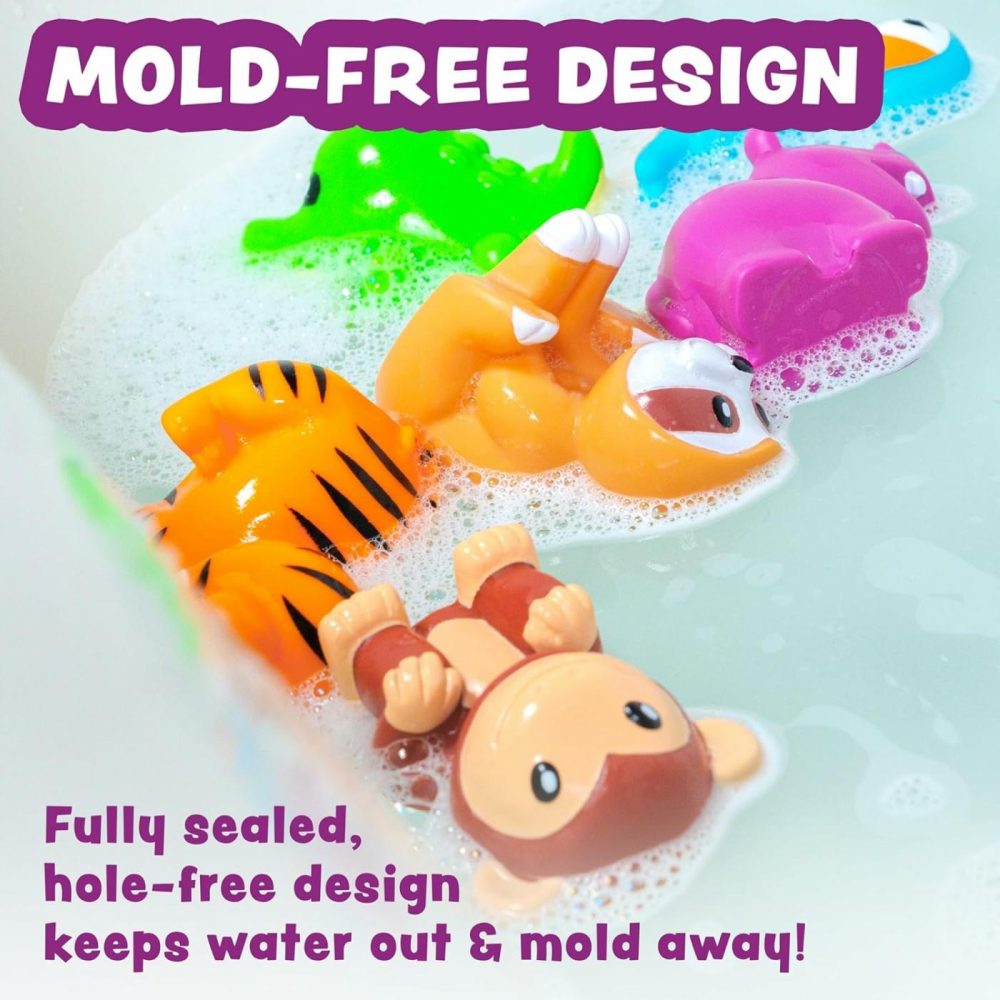 Rainforest Mold Free Bath Toys  6 Pack | Sealed  No Hole Bath Toys Design Keeps Moisture Out | Soft  Squeezable & Float On Water | Easy-Grip Baby & Toddler Bath Toys | Great Baby Pool Toys  |  Bath Toys All Toys Bath Toys