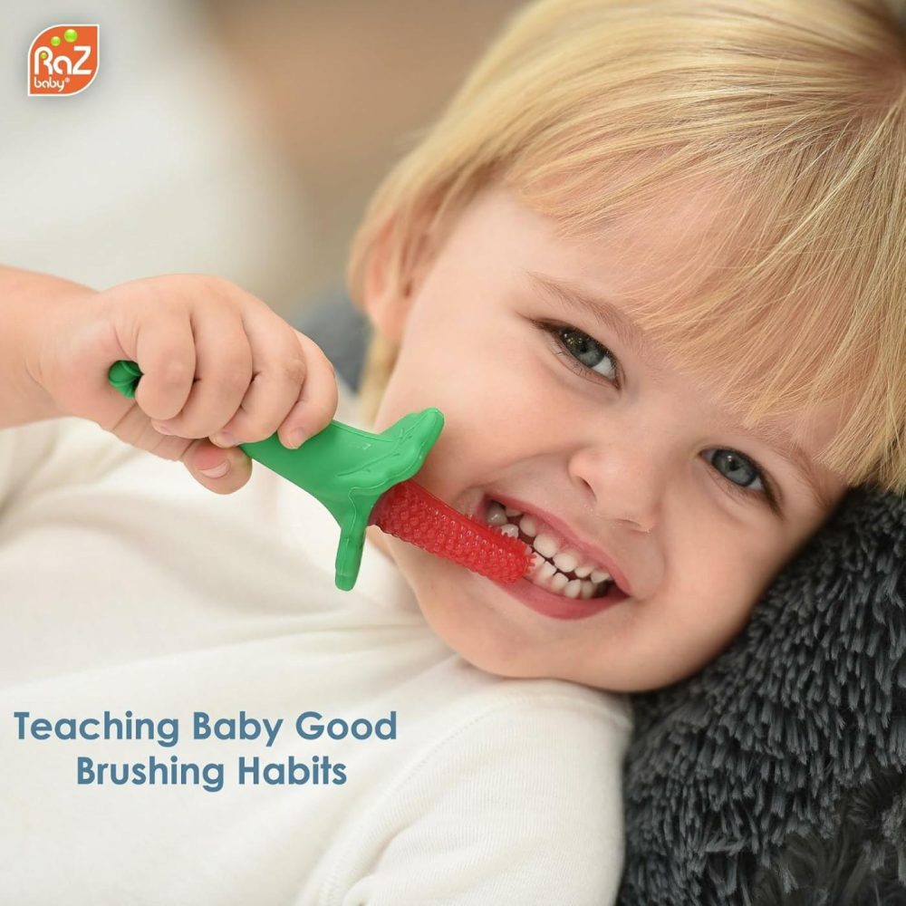 Razberry Baby Teether & Toothbrush  Berrybumps Soothe And Massage Sore Gums  Perfectly Sized  1 Oz  |  Teethers All Toys Teethers