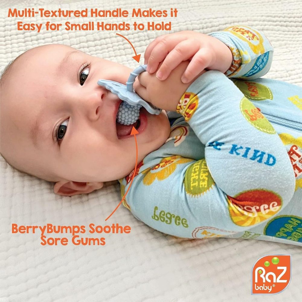 Razberry Silicone Baby Teether Toy – Berrybumps Soothe Babies Sore Gums – Hands Free Design – Bpa Free – Easy-To-Hold – Teething Relief Pacifier For Infant – Fruit Shape/Red  |  Teethers All Toys Baby Red