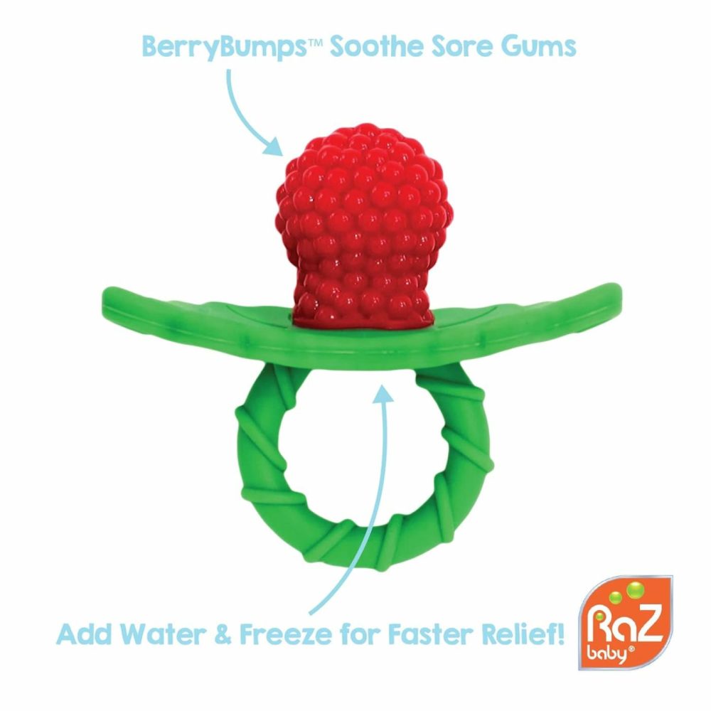 Razberry Silicone Baby Teether Toy – Berrybumps Soothe Babies Sore Gums – Hands Free Design – Bpa Free – Easy-To-Hold – Teething Relief Pacifier For Infant – Fruit Shape/Red  |  Teethers All Toys Baby Red