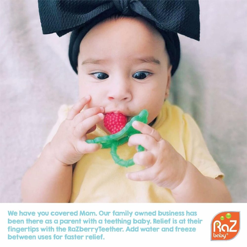 Razberry Silicone Baby Teether Toy – Berrybumps Soothe Babies Sore Gums – Hands Free Design – Bpa Free – Easy-To-Hold – Teething Relief Pacifier For Infant – Fruit Shape/Red  |  Teethers All Toys Baby Red