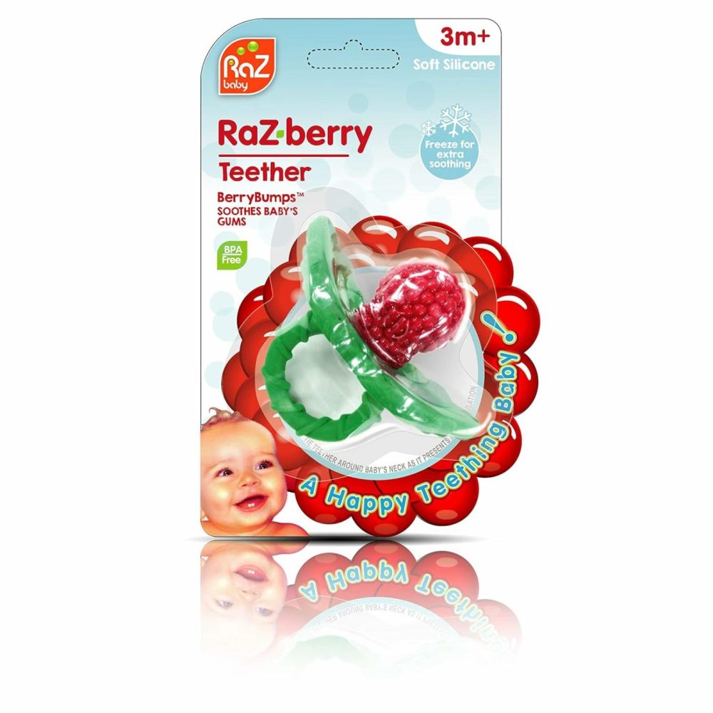 Razberry Silicone Baby Teether Toy – Berrybumps Soothe Babies Sore Gums – Hands Free Design – Bpa Free – Easy-To-Hold – Teething Relief Pacifier For Infant – Fruit Shape/Red  |  Teethers All Toys Baby Red