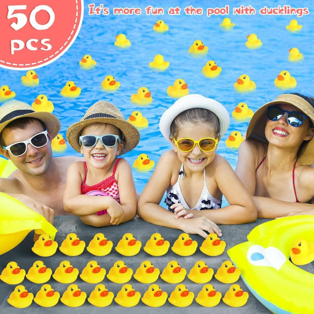 Rubber Duck 50 Pack Mini Rubber Ducky Float Ducks Baby Bath Toy  Great For Jeep Ducking  Shower  Birthday Party  Carnival Game Gift(1.6″X 1.5″ X 1.2″)  |  Bath Toys All Toys Bath Toys