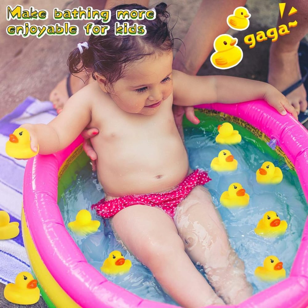 Rubber Duck 50 Pack Mini Rubber Ducky Float Ducks Baby Bath Toy  Great For Jeep Ducking  Shower  Birthday Party  Carnival Game Gift(1.6″X 1.5″ X 1.2″)  |  Bath Toys All Toys Bath Toys