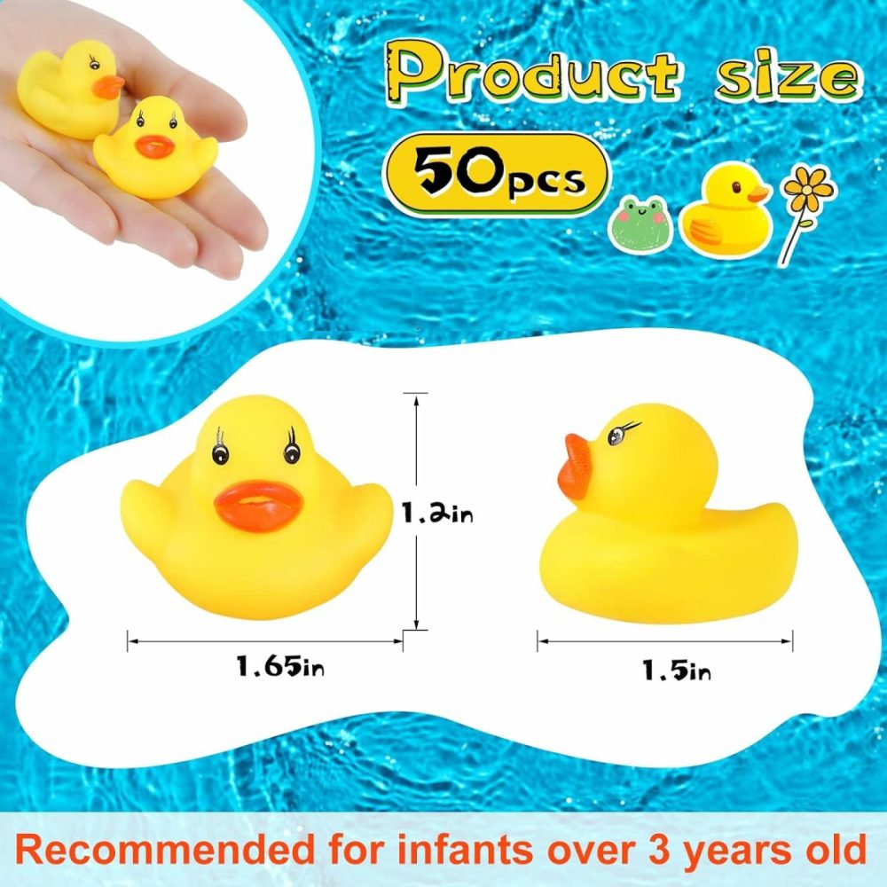 Rubber Duck 50 Pack Mini Rubber Ducky Float Ducks Baby Bath Toy  Great For Jeep Ducking  Shower  Birthday Party  Carnival Game Gift(1.6″X 1.5″ X 1.2″)  |  Bath Toys All Toys Bath Toys