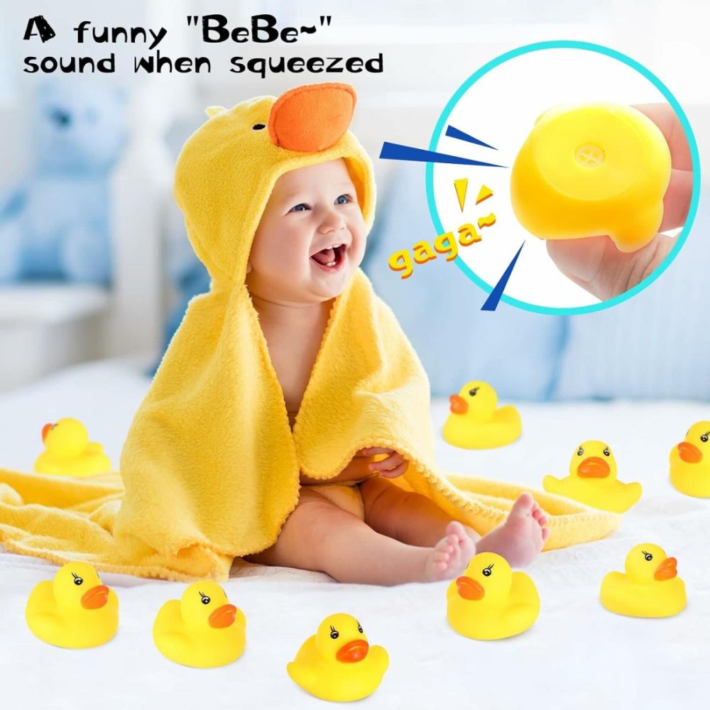 Rubber Duck 50 Pack Mini Rubber Ducky Float Ducks Baby Bath Toy  Great For Jeep Ducking  Shower  Birthday Party  Carnival Game Gift(1.6″X 1.5″ X 1.2″)  |  Bath Toys All Toys Bath Toys