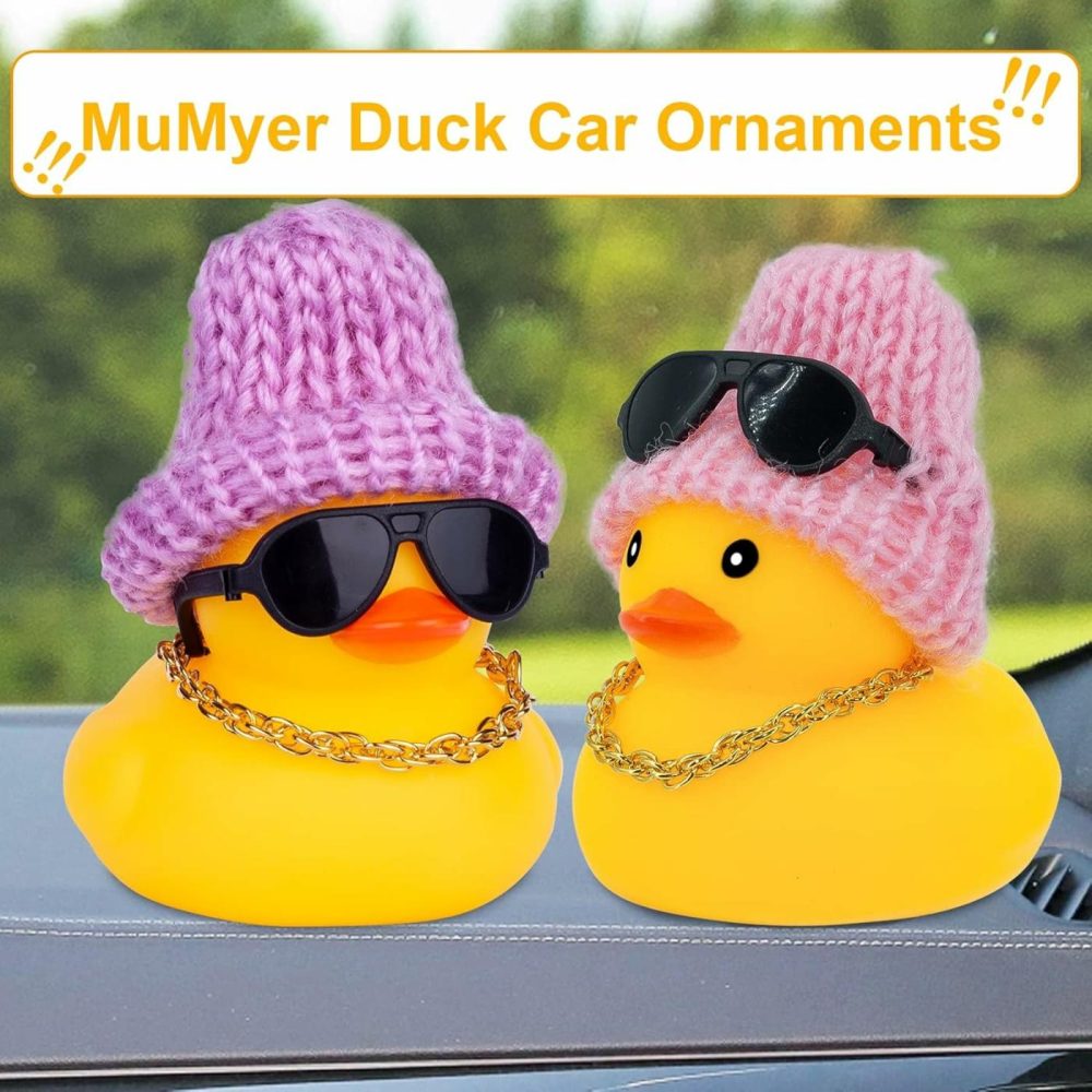 Rubber Duck Car Ornaments Duck Car Dashboard Decorations For Car Dashboard Decoration Accessories With Mini Hat Swim Ring Necklace And Sunglasses  |  Bath Toys All Toys Bath Toys