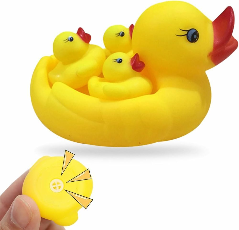 Rubber Duck Family Bathtub Toy  Bath Duck Toys 4 Pcs Rubber Duck Family Squeak Ducks Baby Shower Toy For Toddlers Boys Girls (Mother Child Ducks)  |  Bath Toys All Toys Bath Toys