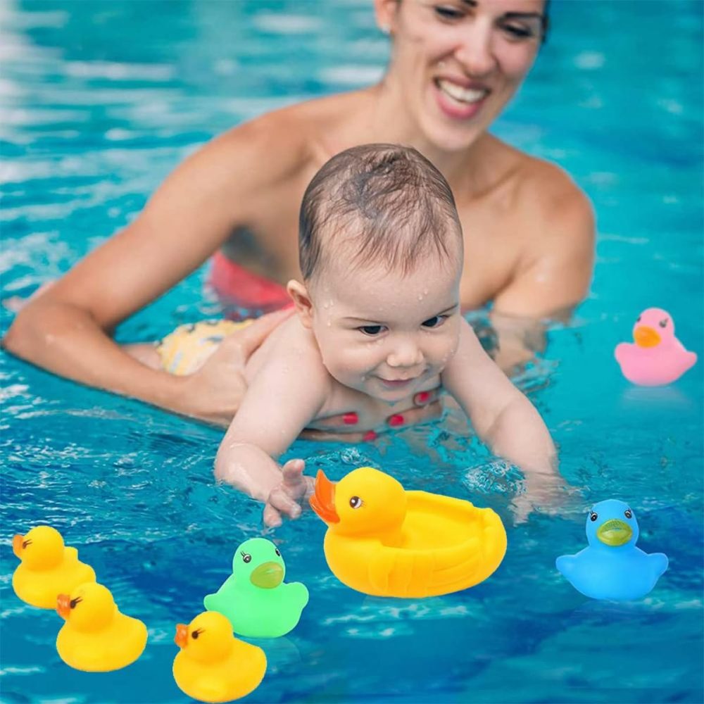 Rubber Duck Family Bathtub Toy  Bath Duck Toys 4 Pcs Rubber Duck Family Squeak Ducks Baby Shower Toy For Toddlers Boys Girls (Mother Child Ducks)  |  Bath Toys All Toys Bath Toys