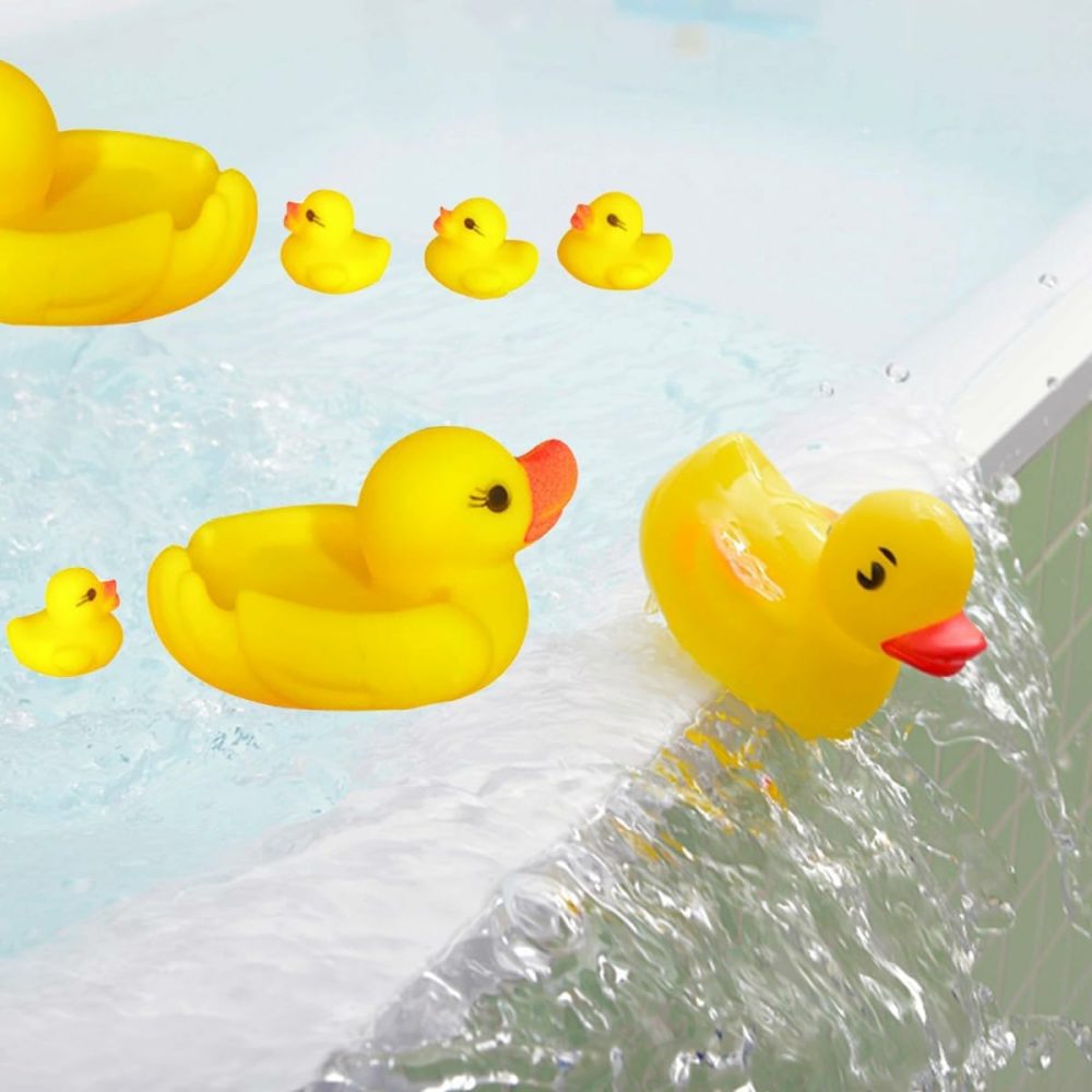 Rubber Duck Family Bathtub Toy  Bath Duck Toys 4 Pcs Rubber Duck Family Squeak Ducks Baby Shower Toy For Toddlers Boys Girls (Mother Child Ducks)  |  Bath Toys All Toys Bath Toys