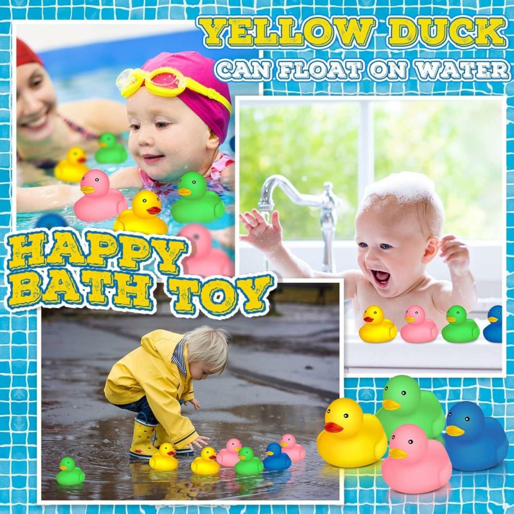 Rubber Ducks Bath Toy Multicolor Mini Rubber Duck Bulk Float Duck Baby Bath Toy  Shower Birthday Party Christmas Favors Gift (100 Pcs)  |  Bath Toys All Toys Bath Toys