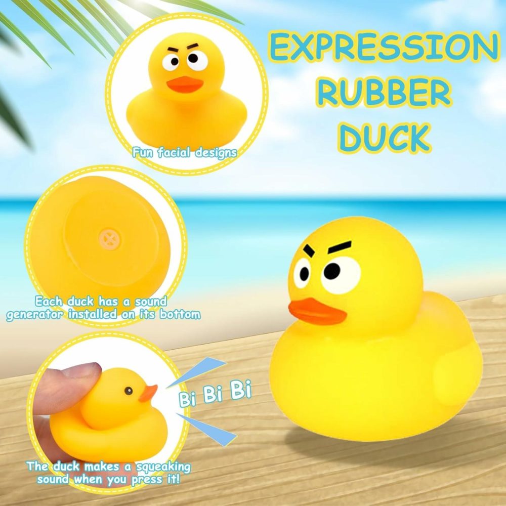 Rubber Ducks Bath Toys,12 Pcs Little Rubber Ducks Shower Toys Bathtub Toys Baby Water Toys For Gift Holiday Cruise Party Birthday Party Favors  Colorful Dopamine Emoticon Rubber Ducks  |  Bath Toys All Toys Bath Toys