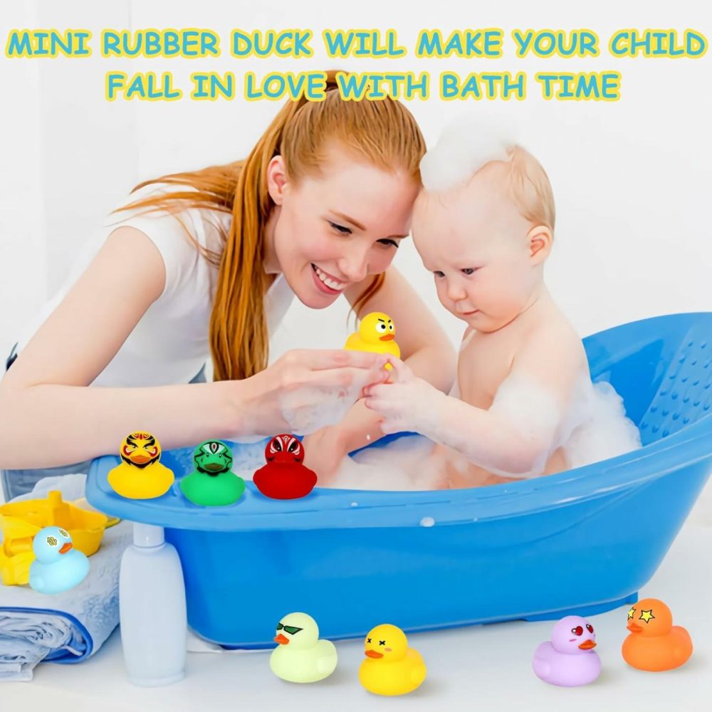 Rubber Ducks Bath Toys,12 Pcs Little Rubber Ducks Shower Toys Bathtub Toys Baby Water Toys For Gift Holiday Cruise Party Birthday Party Favors  Colorful Dopamine Emoticon Rubber Ducks  |  Bath Toys All Toys Bath Toys