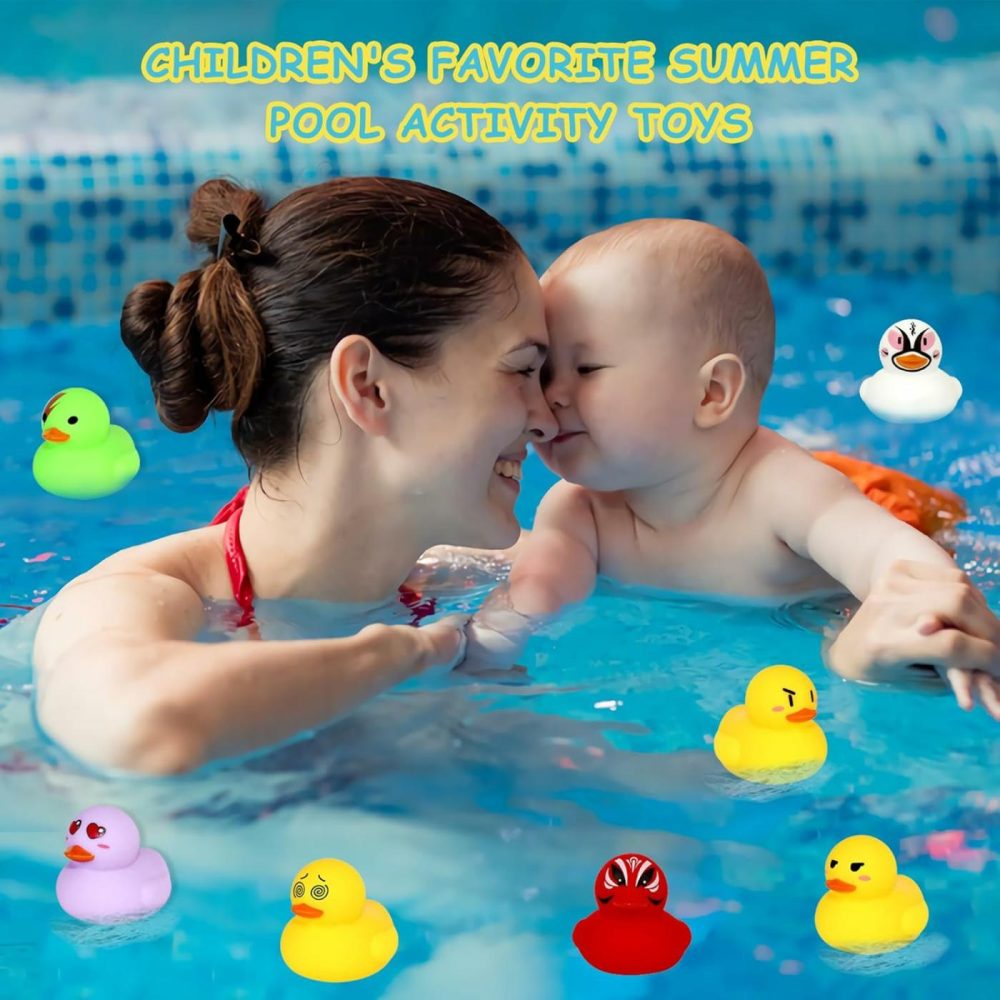 Rubber Ducks Bath Toys,12 Pcs Little Rubber Ducks Shower Toys Bathtub Toys Baby Water Toys For Gift Holiday Cruise Party Birthday Party Favors  Colorful Dopamine Emoticon Rubber Ducks  |  Bath Toys All Toys Bath Toys