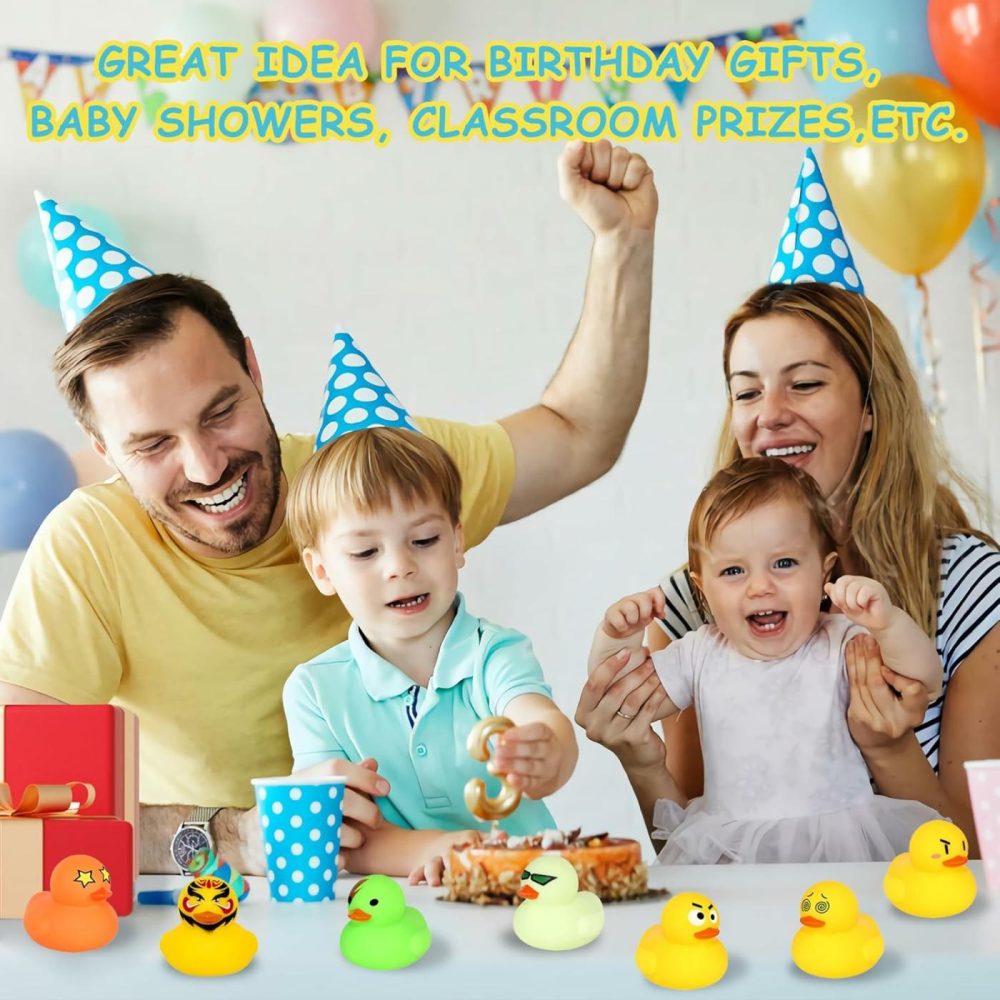 Rubber Ducks Bath Toys,12 Pcs Little Rubber Ducks Shower Toys Bathtub Toys Baby Water Toys For Gift Holiday Cruise Party Birthday Party Favors  Colorful Dopamine Emoticon Rubber Ducks  |  Bath Toys All Toys Bath Toys