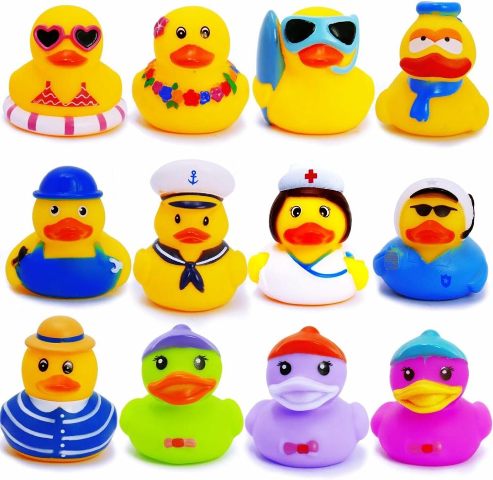 Rubber Ducks Toy Duckies For Kids,Baby Bath Toys  Toddlers Floater Duck Showers Accessories,Classroom Halloween Birthday Showers Time Party Favors Swimming Pool Toy Decoration Gift (12 Pack)  |  Bath Toys All Toys Bath Toys