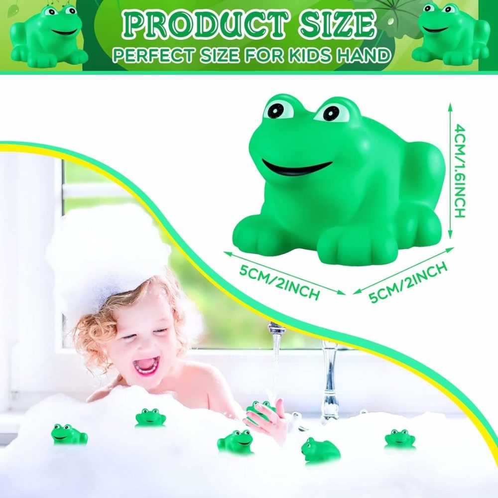 Rubber Frogs Squeak And Floating Frog Sea Turtle Rubber Bath Toy Baby Shower Swimming Bathtub Toys For Shower Frogs Bathtub Birthday Party Decoration Boys Girls Bath Toys (Frog  24)  |  Bath Toys All Toys Bath Toys