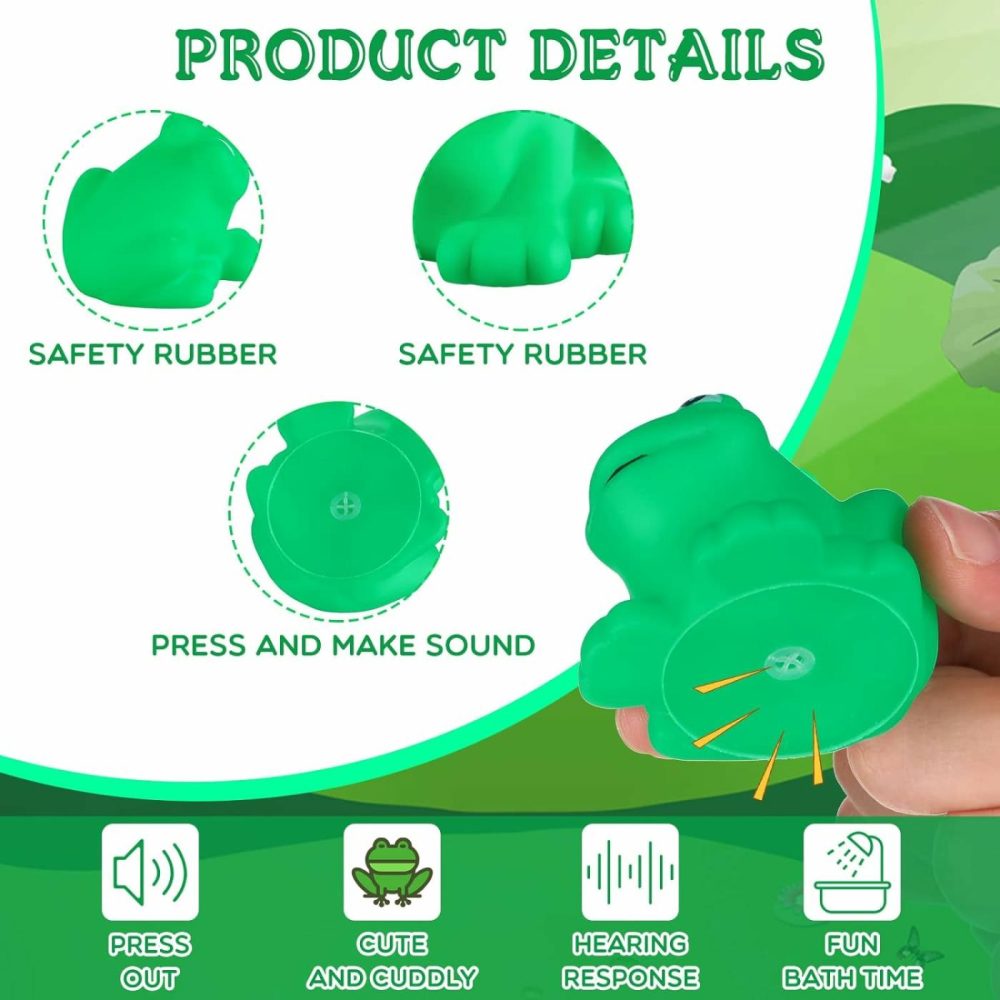 Rubber Frogs Squeak And Floating Frog Sea Turtle Rubber Bath Toy Baby Shower Swimming Bathtub Toys For Shower Frogs Bathtub Birthday Party Decoration Boys Girls Bath Toys (Frog  24)  |  Bath Toys All Toys Bath Toys