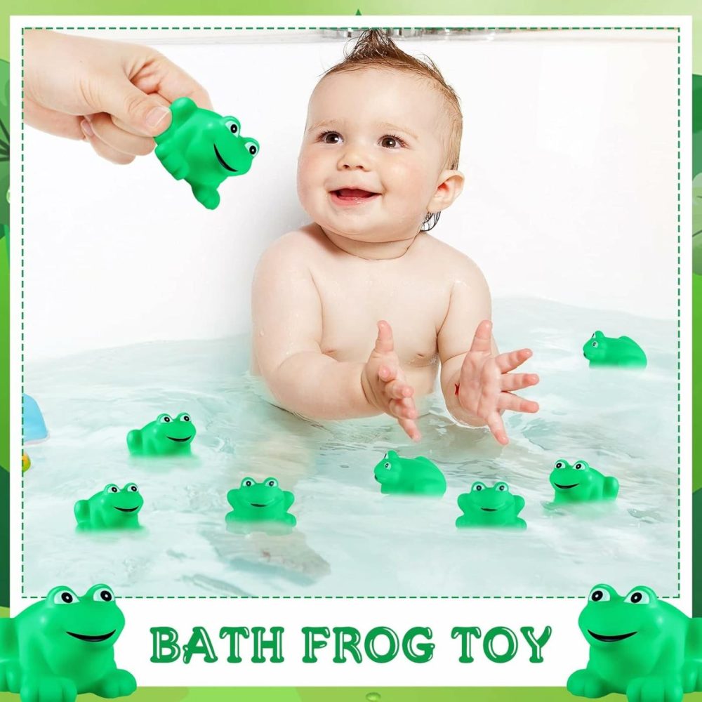 Rubber Frogs Squeak And Floating Frog Sea Turtle Rubber Bath Toy Baby Shower Swimming Bathtub Toys For Shower Frogs Bathtub Birthday Party Decoration Boys Girls Bath Toys (Frog  24)  |  Bath Toys All Toys Bath Toys