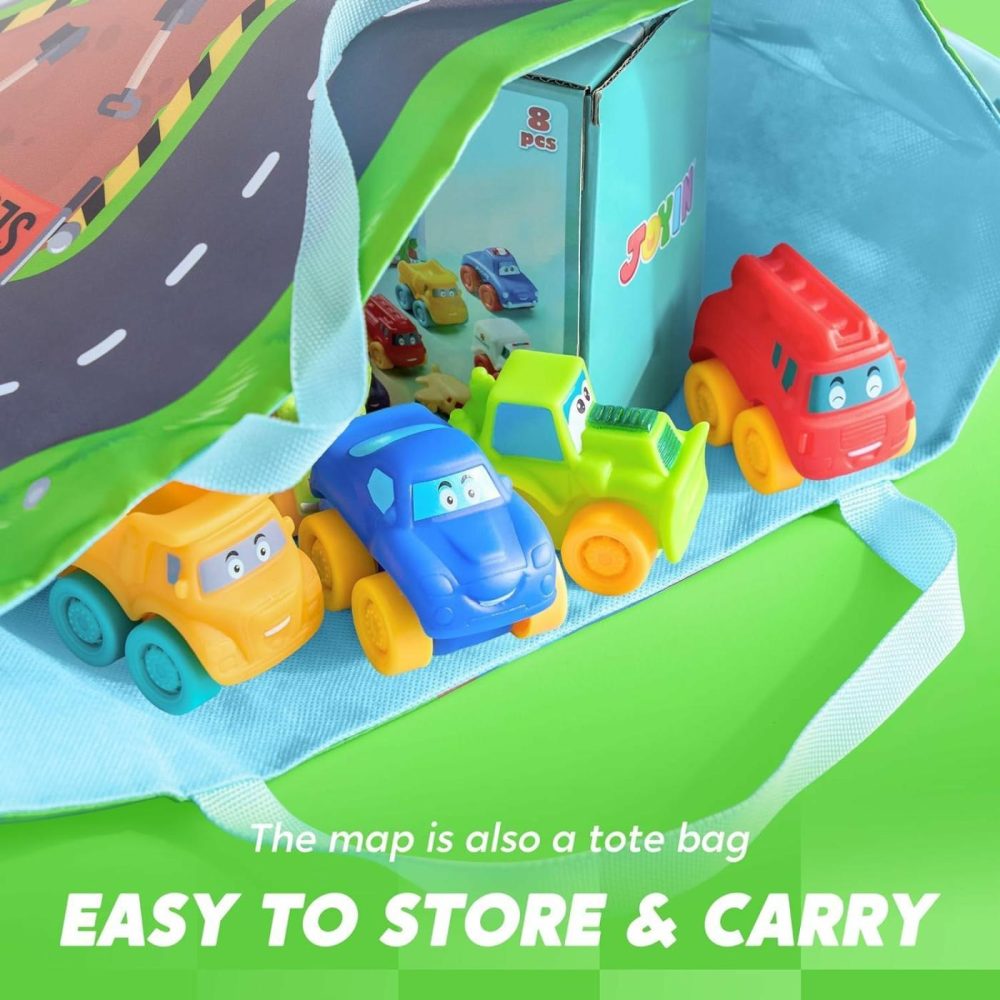 Rubber Toy Cars For Toddlers 1-3 Year Old  8 Pcs Cartoon Baby Truck Cars Bath Toy With Storage Bag   1 2 Year Old Boy Toys Birthday Gift  Pinata Bags Filler  Carnival Prizes  |  Bath Toys All Toys Bath Toys