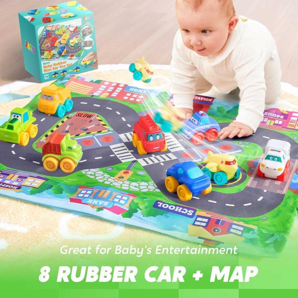 Rubber Toy Cars For Toddlers 1-3 Year Old  8 Pcs Cartoon Baby Truck Cars Bath Toy With Storage Bag   1 2 Year Old Boy Toys Birthday Gift  Pinata Bags Filler  Carnival Prizes  |  Bath Toys All Toys Bath Toys