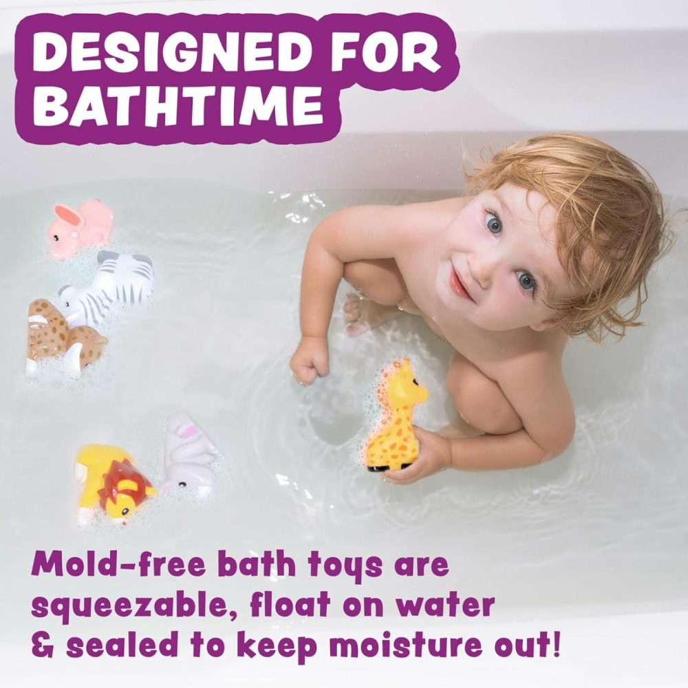 Savanna Mold Free Bath Toys  6 Pack | Sealed  No Hole Bath Toys Design Keeps Moisture Out | Soft  Squeezable & Float On Water | Easy-Grip Baby & Toddler Bath Toys | Great Baby Pool Toys  |  Bath Toys All Toys Bath Toys