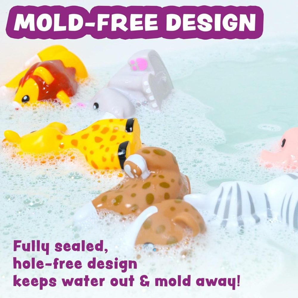 Savanna Mold Free Bath Toys  6 Pack | Sealed  No Hole Bath Toys Design Keeps Moisture Out | Soft  Squeezable & Float On Water | Easy-Grip Baby & Toddler Bath Toys | Great Baby Pool Toys  |  Bath Toys All Toys Bath Toys