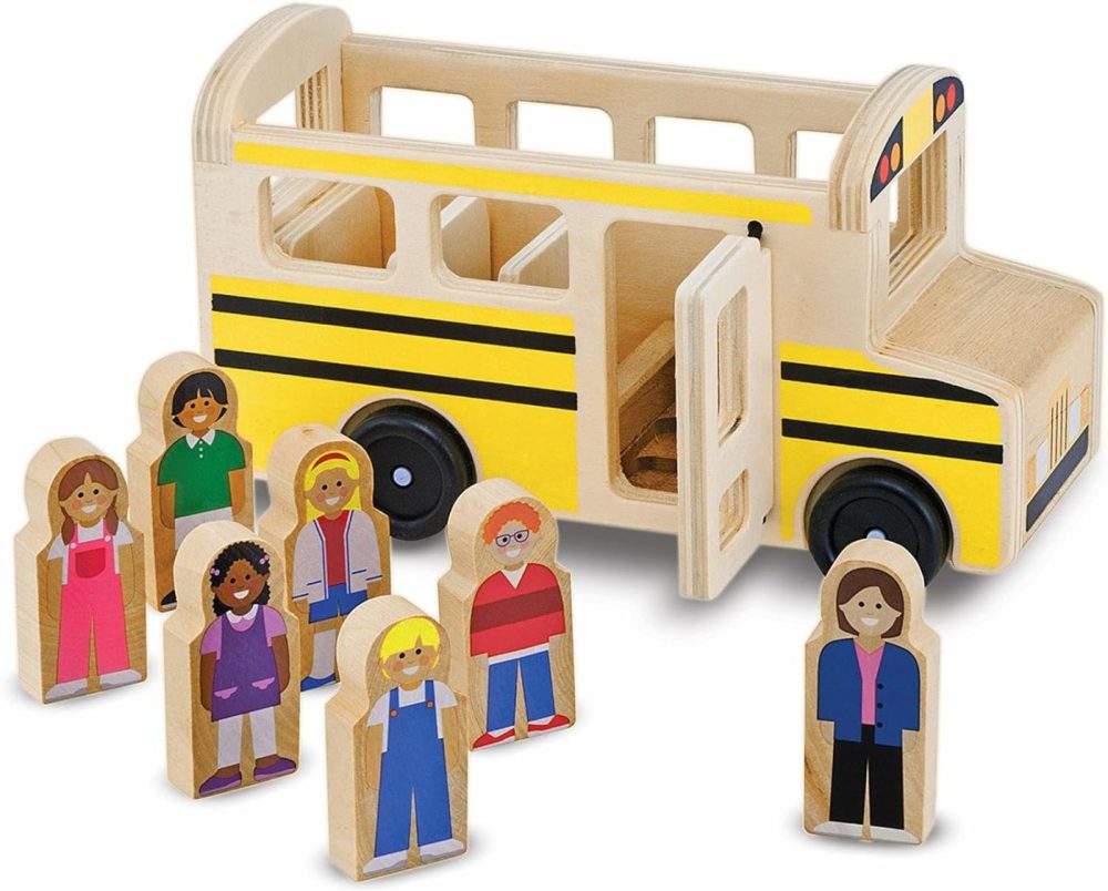 School Bus Wooden Toy Set With 7 Figures  Pretend Play  Classic Toys For Kids  |  Motor Vehicles All Toys Motor Vehicles