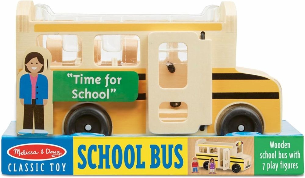 School Bus Wooden Toy Set With 7 Figures  Pretend Play  Classic Toys For Kids  |  Motor Vehicles All Toys Motor Vehicles