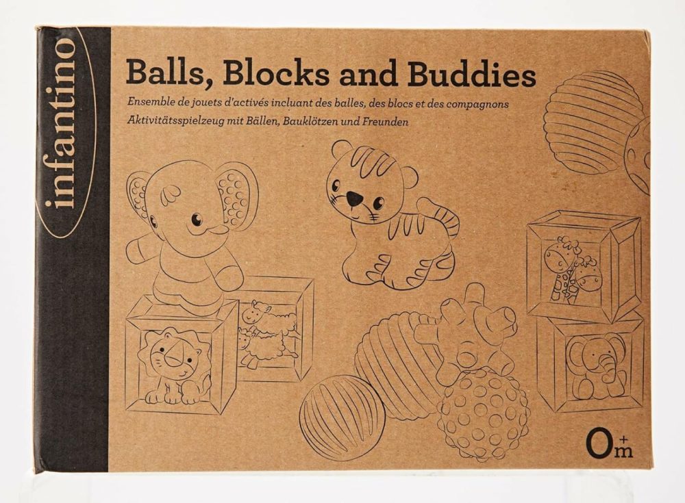 Sensory Balls  Blocks & Buddies – Textured  Soft & Colorful Toys Includes 8 Balls  8 Numbered Blocks  4 Animal Buddies  Ages 0 Months +  20-Piece Set  |  Balls All Toys Balls