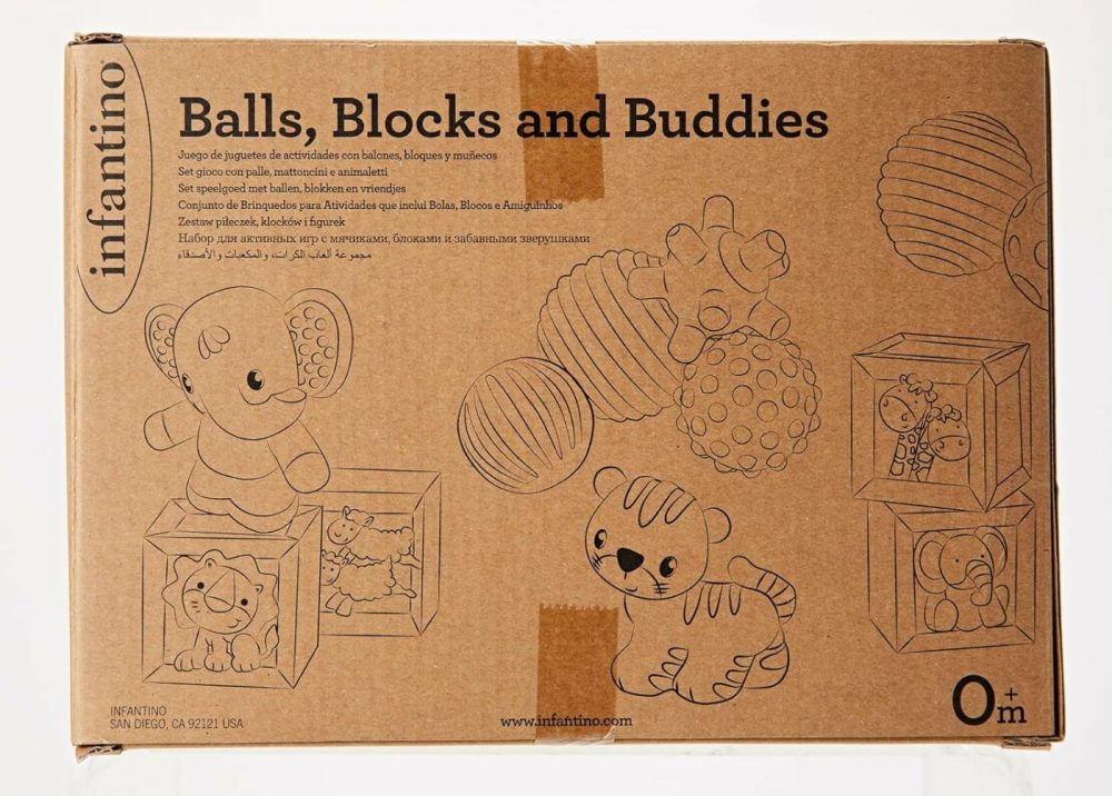 Sensory Balls  Blocks & Buddies – Textured  Soft & Colorful Toys Includes 8 Balls  8 Numbered Blocks  4 Animal Buddies  Ages 0 Months +  20-Piece Set  |  Balls All Toys Balls