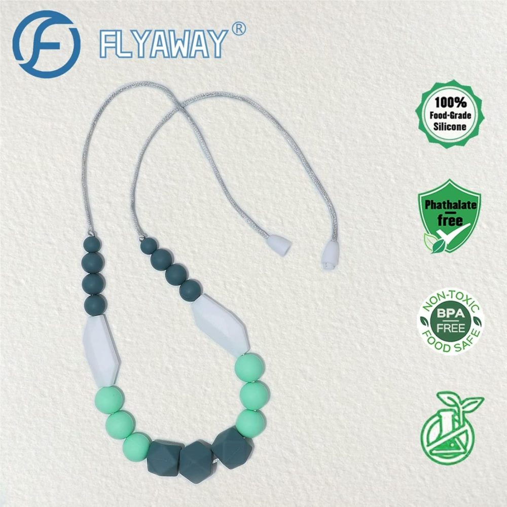 Sensory Chew Necklaces For Boys Girls  Silicone Chewy Necklace Sensory Toys For Kids With Autism Anxiety Adhd Spd  Sensory Chew Toys Reduce Chewing Biting Fidgeting For Adult Chewer  |  Teethers All Toys Gray,Mint Green,Turquoise,White