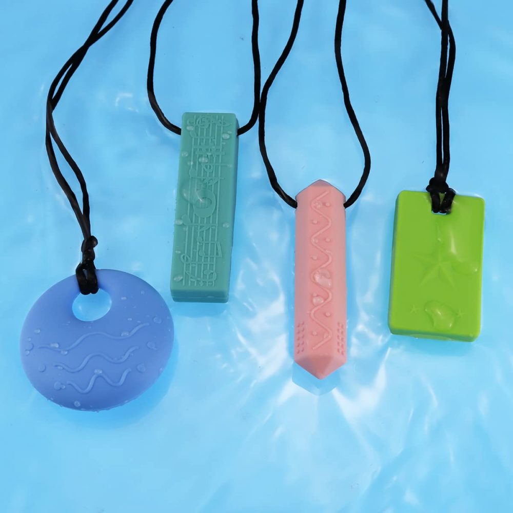 Sensory Chew Necklaces For Kids – 4 Pack Silicone Chewy Necklaces For Adhd  Autism  Biting And Oral Motor Needs  |  Teethers All Toys color 1