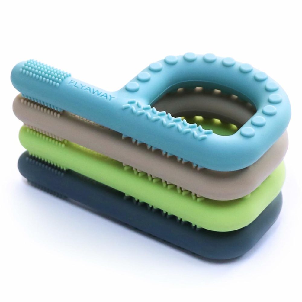 Sensory Chew Toys For Autistic Children 4 Pack  P Shape Sensory Toys For Toddlers 1-3 Chew Necklaces For Kids Adults With Adhd Spd  Silicone Teething Toys For Baby Oral Motor Stimulation  |  Teethers All Toys Blue/Khaki/Green/Gray