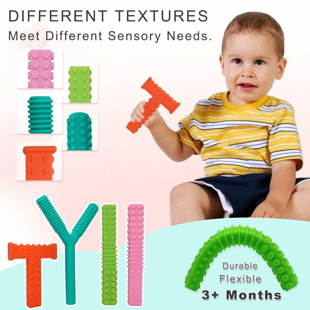 Sensory Chew Toys For Autistic Children  4 Pack Silicone Chew Tube Teething Sticks Toys For Autism  Adhd  Spd  Chewies With Special Needs  Oral Motor Chewy Tool For Sensory Kids Chewer.  |  Teethers All Toys Teethers