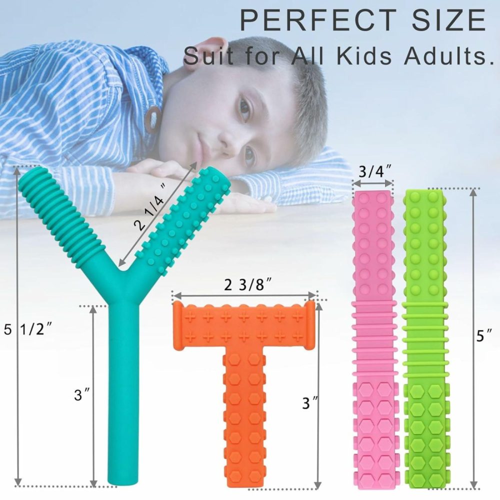 Sensory Chew Toys For Autistic Children  4 Pack Silicone Chew Tube Teething Sticks Toys For Autism  Adhd  Spd  Chewies With Special Needs  Oral Motor Chewy Tool For Sensory Kids Chewer.  |  Teethers All Toys Teethers