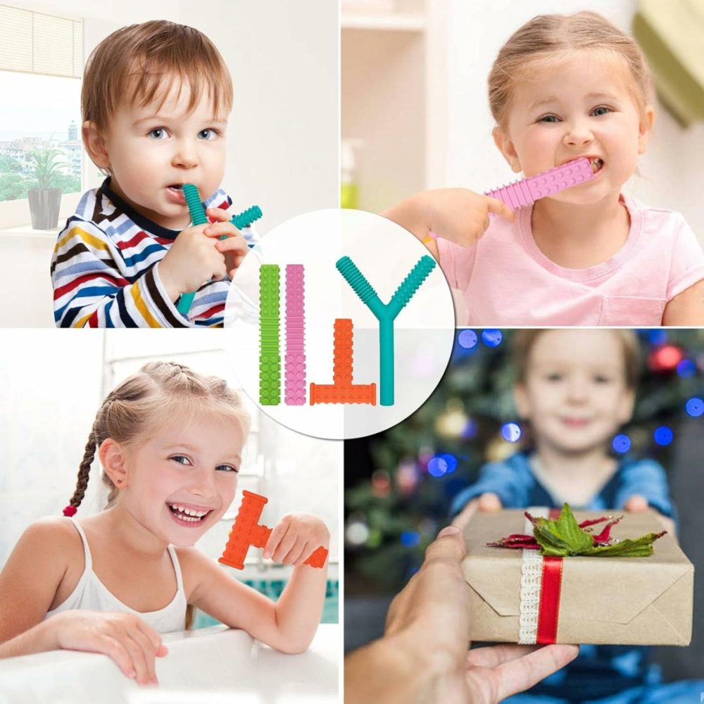 Sensory Chew Toys For Autistic Children  4 Pack Silicone Chew Tube Teething Sticks Toys For Autism  Adhd  Spd  Chewies With Special Needs  Oral Motor Chewy Tool For Sensory Kids Chewer.  |  Teethers All Toys Teethers