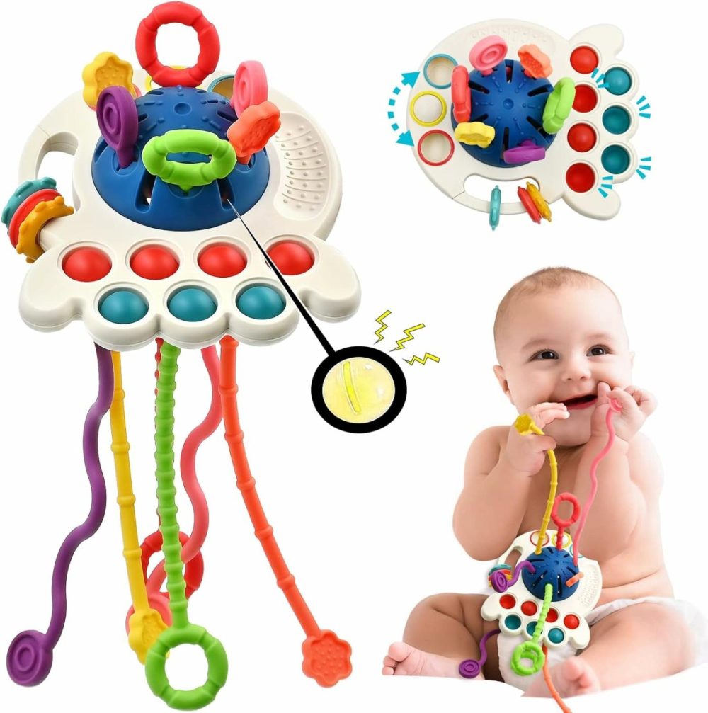 Sensory Montessori Baby Toys 6 To 12 Months  Toddler Travel Toys For 1 2 Year Old Boy Girl Birthday Gifts  Soft Pull String Fidget Educational Learning Bath Toys For 9 10 18 Months Infants  |  Car Seat & Stroller Toys All Toys Blue