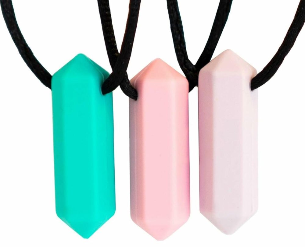 Sensory Necklace – Best For Kids Or Adults That Like Biting – Perfectly Textured Silicone Chew Necklaces  |  Teethers All Toys Teethers