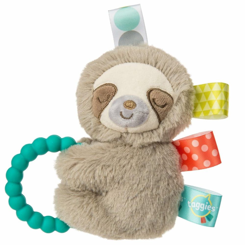 Sensory Stuffed Animal Soft Rattle With Teether Ring  Molasses Sloth  |  Teethers All Toys Baby Rattle