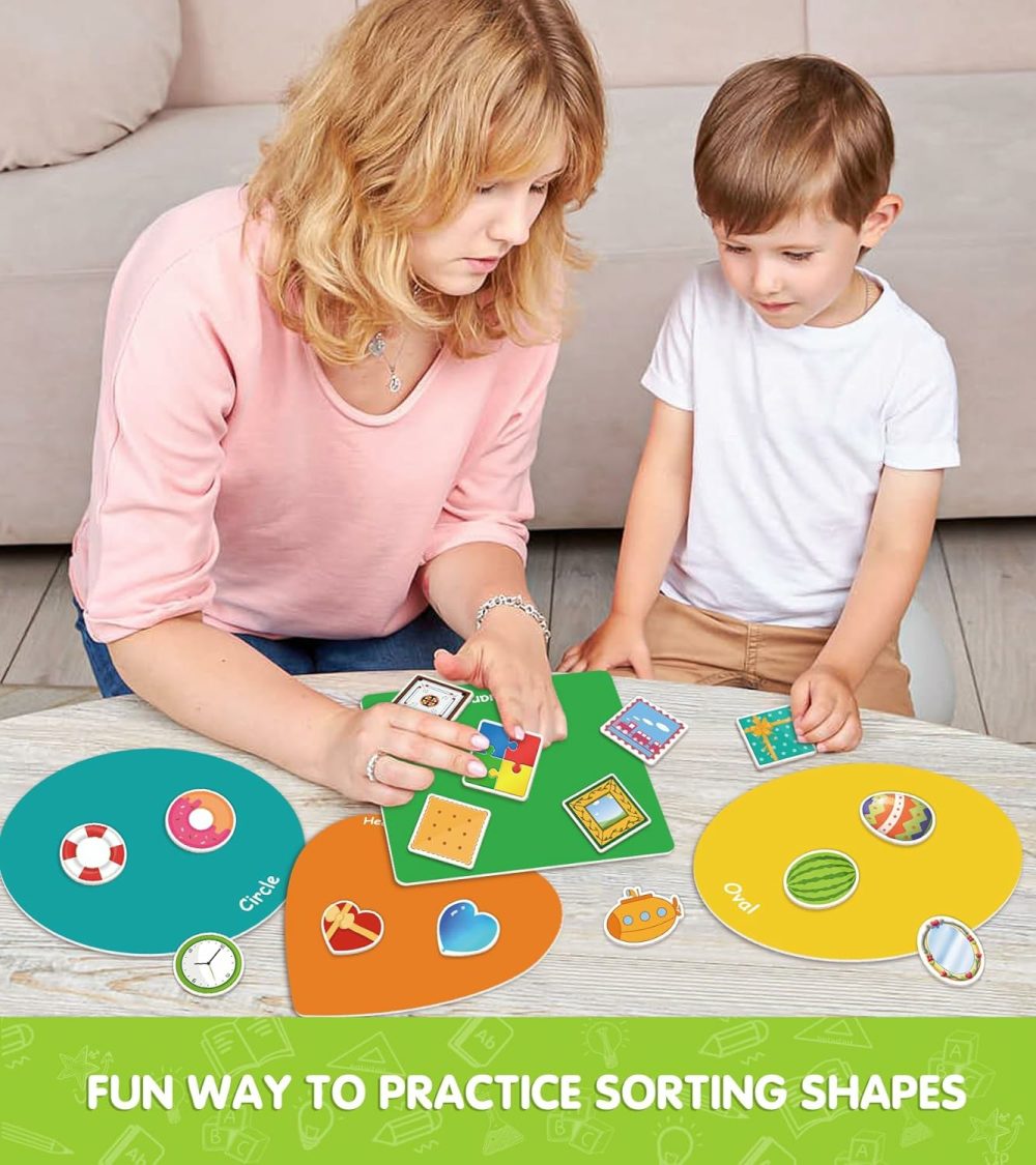 Shape Sorter Toy For Toddler  Shape Puzzles And Matching Games Set With 8 Sorting Mats And 48 Everyday Objects Pieces – Learning Sorting Toys For Kids  |  Sorting & Stacking Toys All Toys Sorting & Stacking Toys