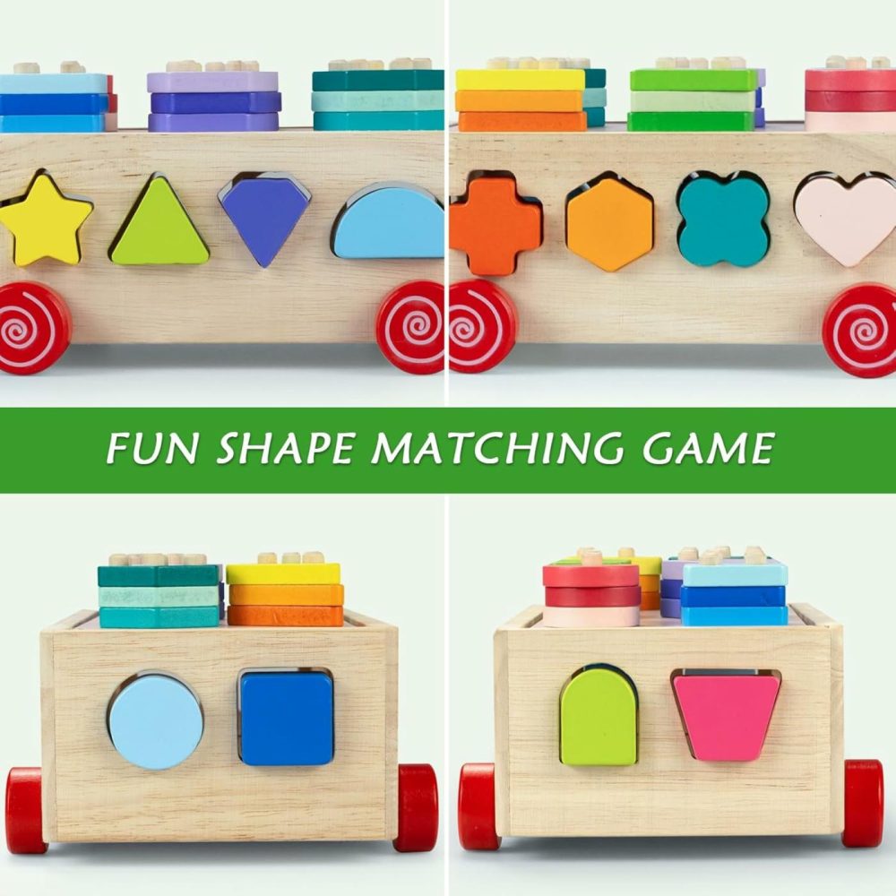 Shape Sorter Toys For Toddlers 1-3 Year Old  Montessori Stacking Toys For 1-3 Year Old Boys Girls  Wooden Stacking Blocks Learning Toys For Baby  Boys Girls Birthday Gifts  |  Sorting & Stacking Toys All Toys Sorting & Stacking Toys