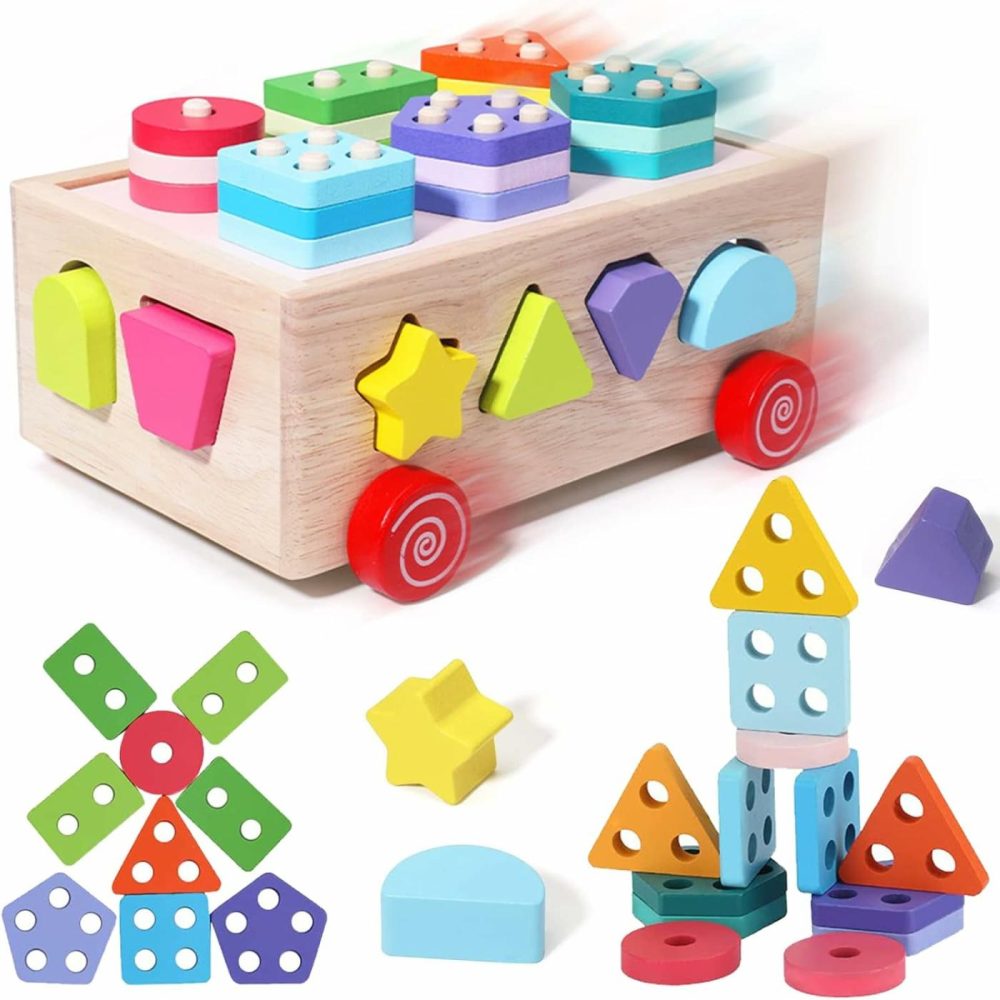 Shape Sorter Toys For Toddlers 1-3 Year Old  Montessori Stacking Toys For 1-3 Year Old Boys Girls  Wooden Stacking Blocks Learning Toys For Baby  Boys Girls Birthday Gifts  |  Sorting & Stacking Toys All Toys Sorting & Stacking Toys